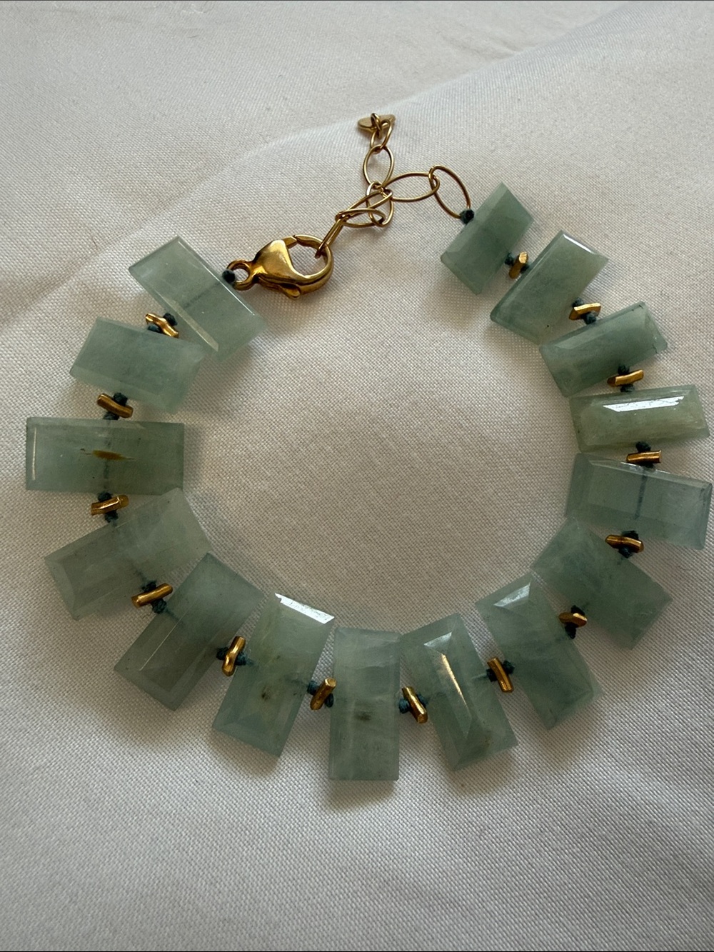 NEW - Chan Luu Green Jade Tile Bracelet with Gold Accents